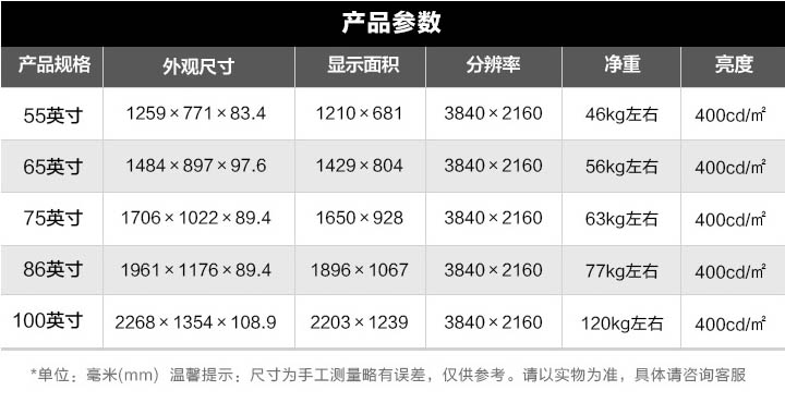 電容屏智能會(huì)議平板產(chǎn)品參數(shù)